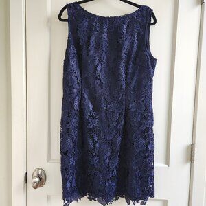 Tahari Arthur S Levine Navy Lace Dress Size 14 Wedding Guest Cocktail Dress